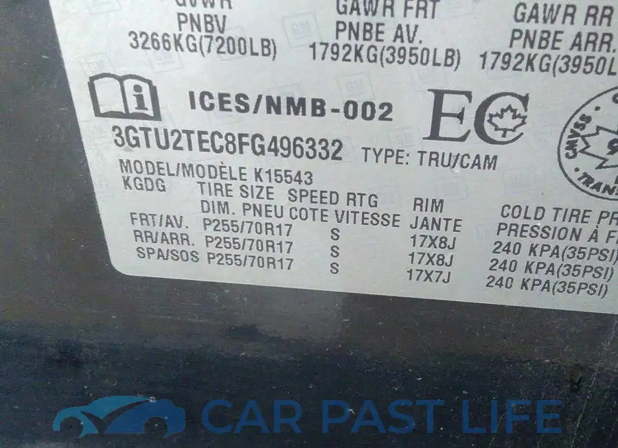 3GTU2TEC8FG496332# 9
