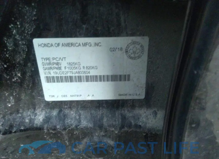 19UDE2F79JA800604# 9