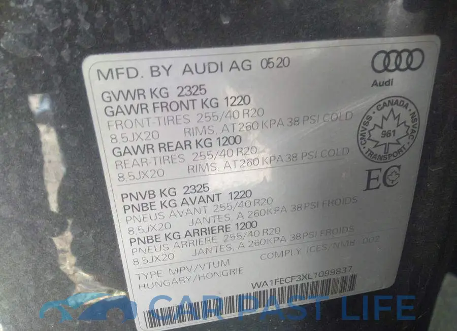 WA1FECF3XL1099837# 9