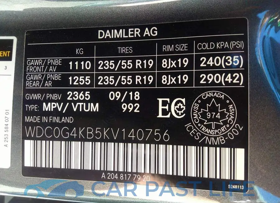 WDC0G4KB5KV140756# 9