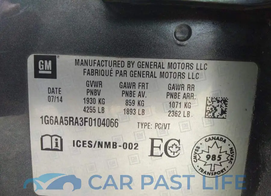 1G6AA5RA3F0104066# 9