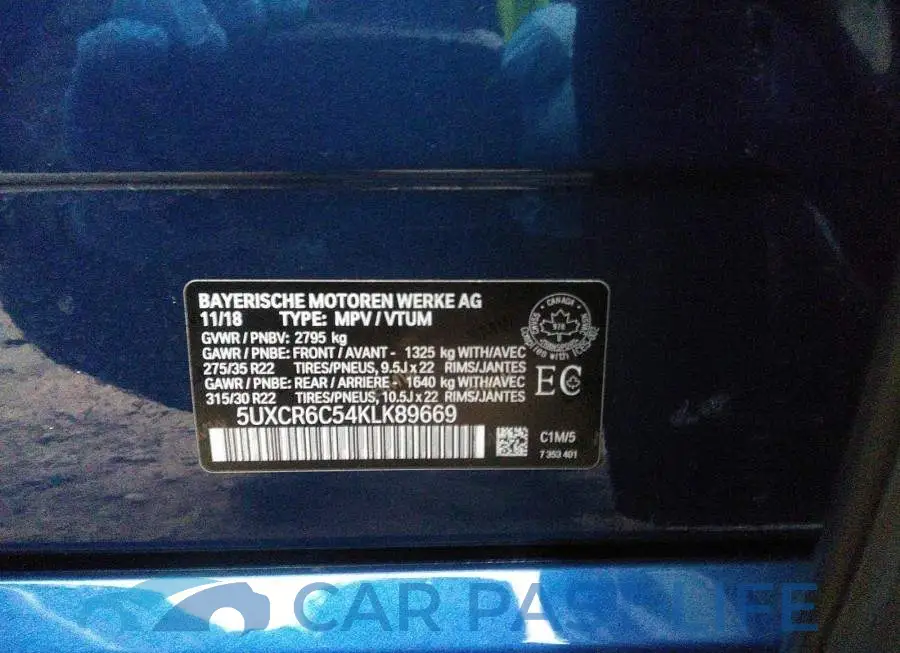 5UXCR6C54KLK89669# 9