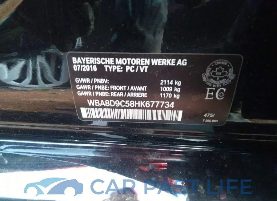 WBA8D9C58HK677734# 9