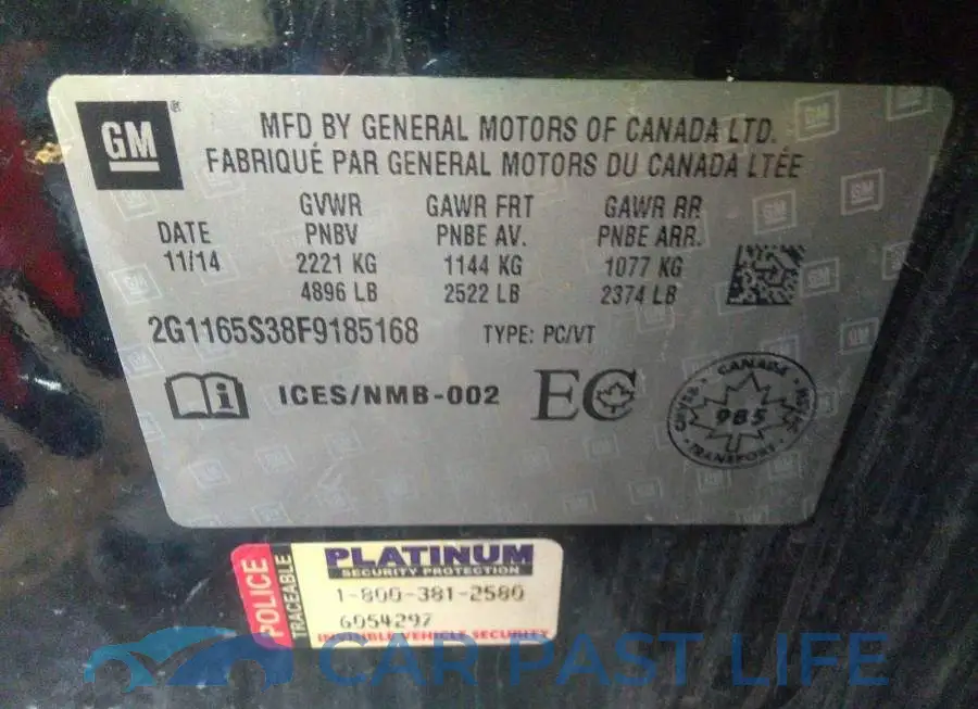 2G1165S38F9185168# 9