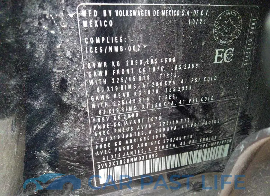 3VV2X7B28NM031899# 9