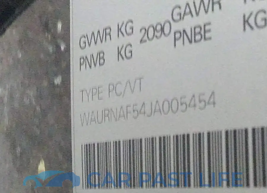 WAURNAF54JA005454# 9