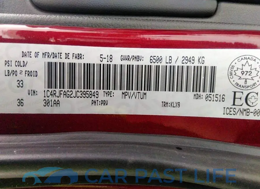 1C4RJFAG2JC395849# 9