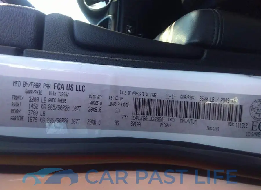1C4RJFBG1JC229501# 9
