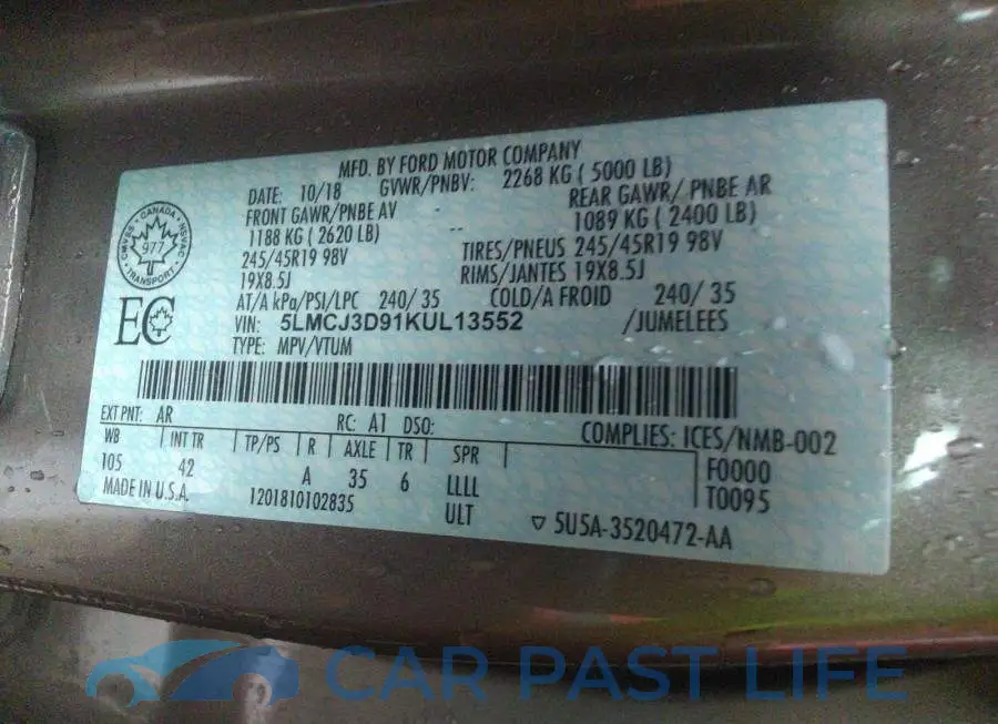 5LMCJ3D91KUL13552# 9