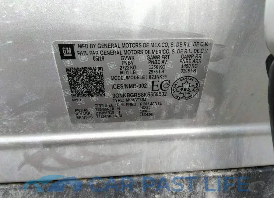 3GNKBGRS8KS656532# 9