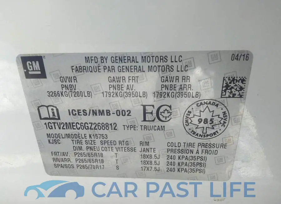 1GTV2MEC6GZ268812# 9