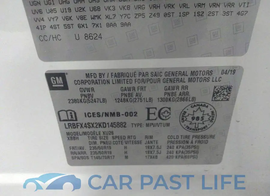 LRBFX4SX2KD145882# 9