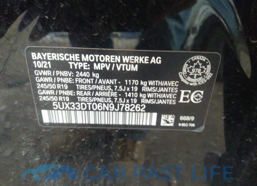 5UX33DT06N9J78262# 9