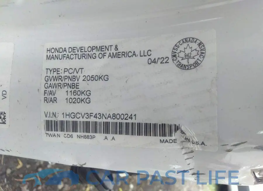 1HGCV3F43NA800241# 9