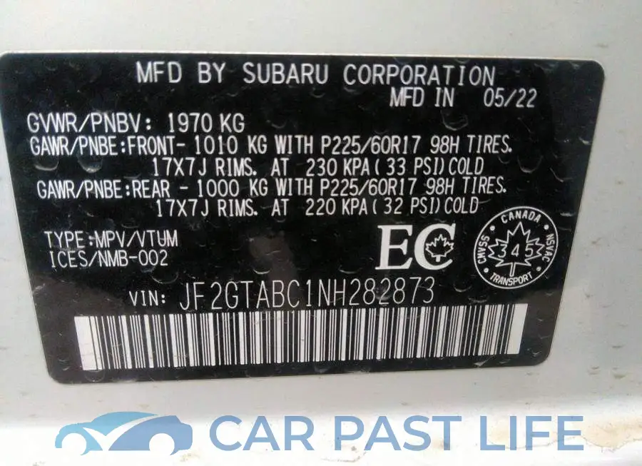 JF2GTABC1NH282873# 9