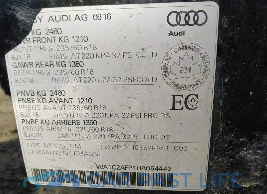 WA1C2AFP1HA054442# 9