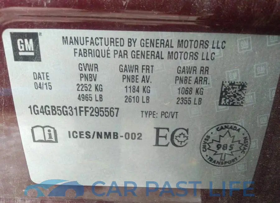 1G4GB5G31FF295567# 9