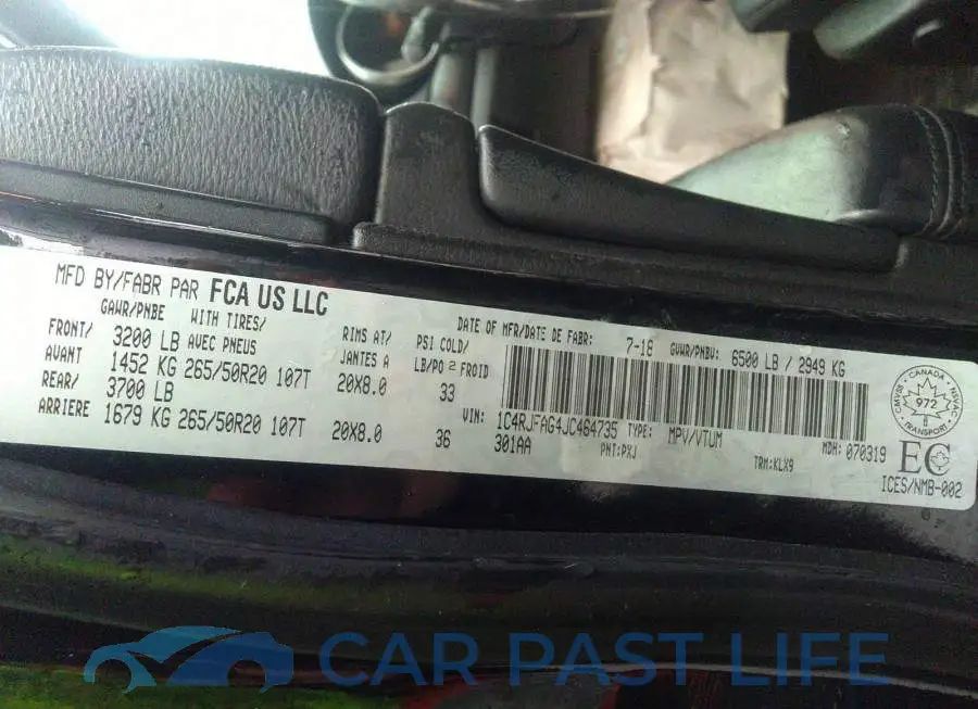 1C4RJFAG4JC464735# 9