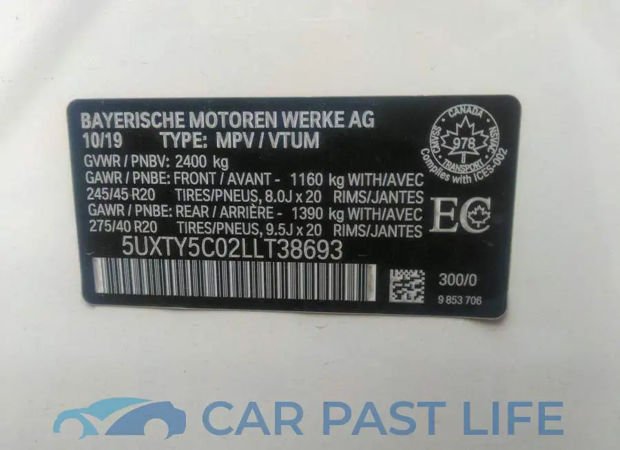 5UXTY5C02LLT38693# 9