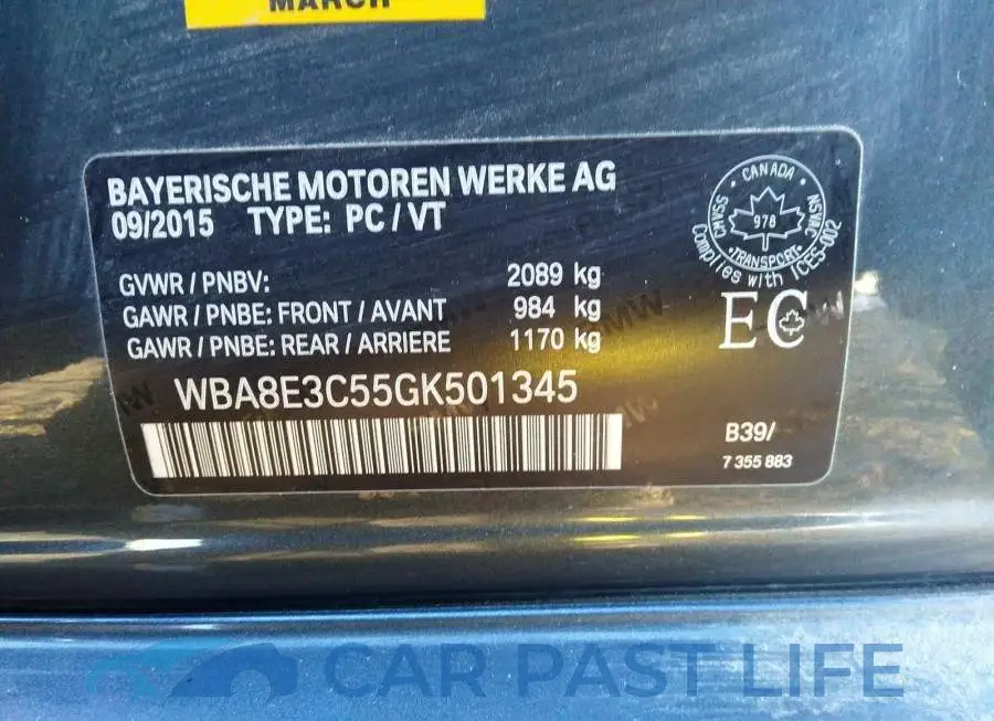 WBA8E3C55GK501345# 9