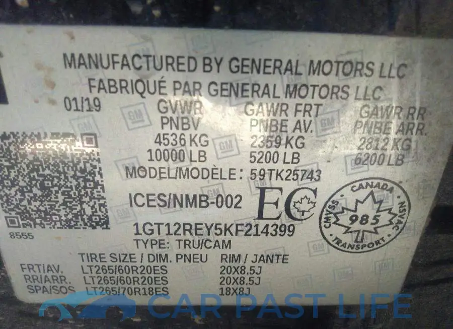 1GT12REY5KF214399# 9