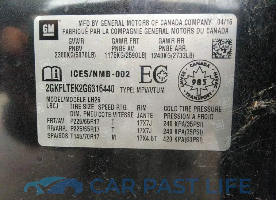 2GKFLTEK2G6316440# 9
