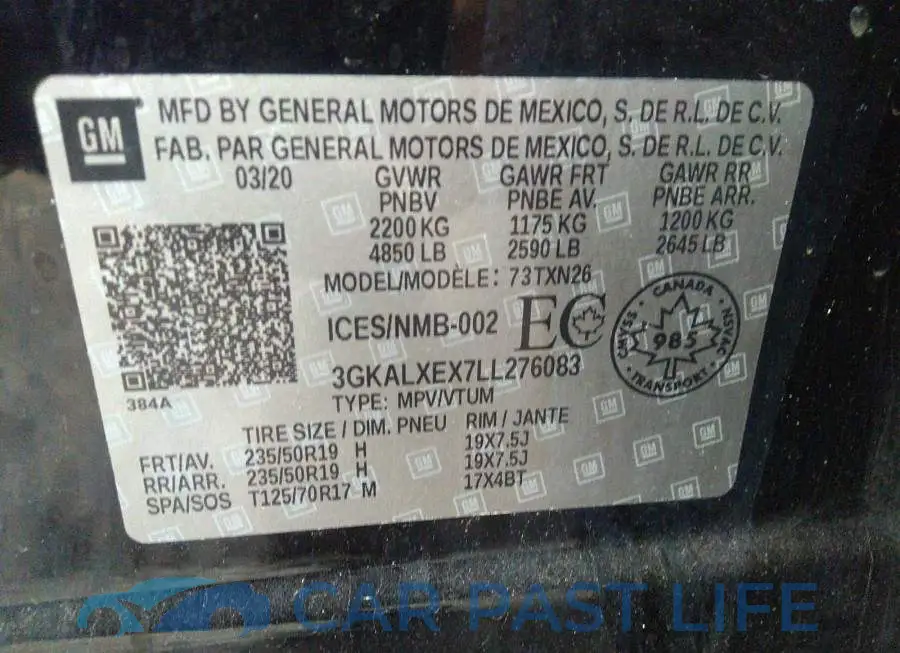 3GKALXEX7LL276083# 9
