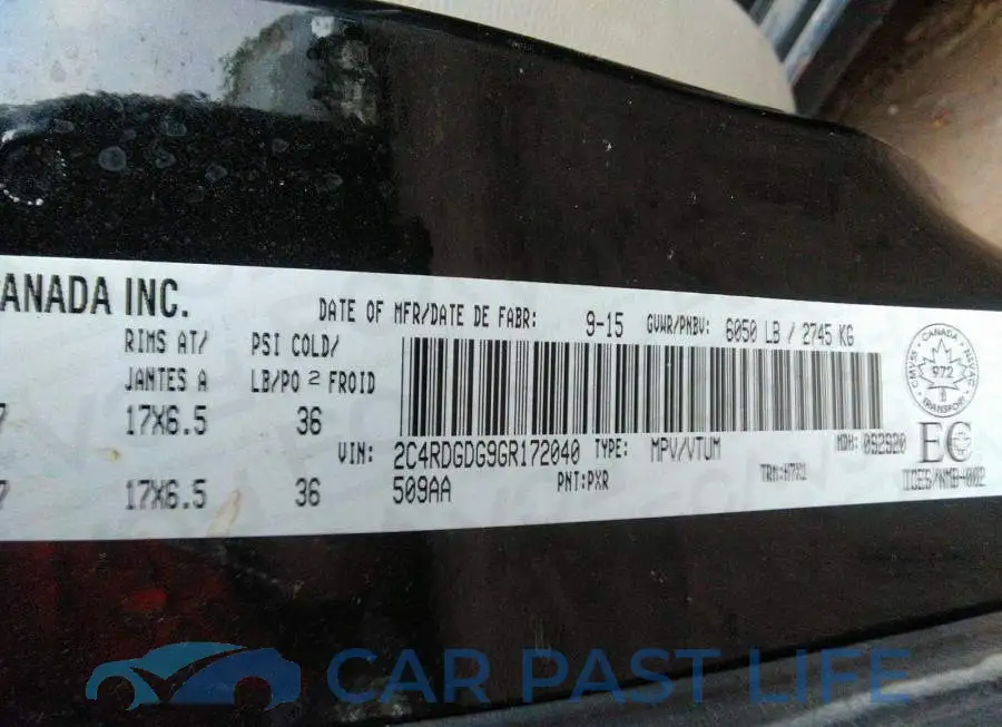 2C4RDGDG9GR172040# 9