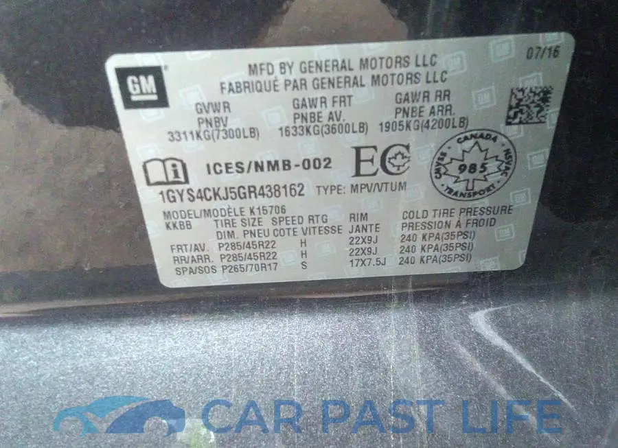 1GYS4CKJ5GR438162# 9
