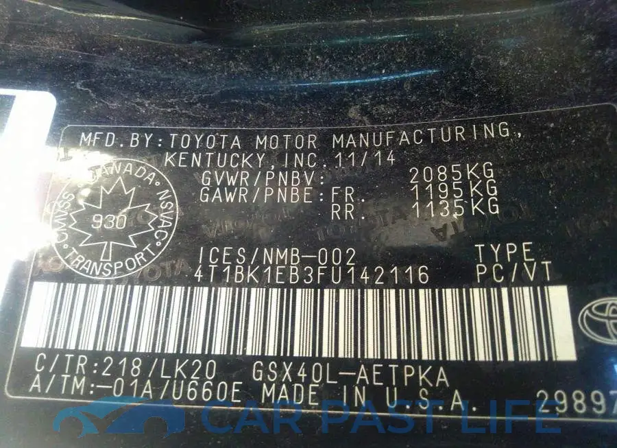 4T1BK1EB3FU142116# 9