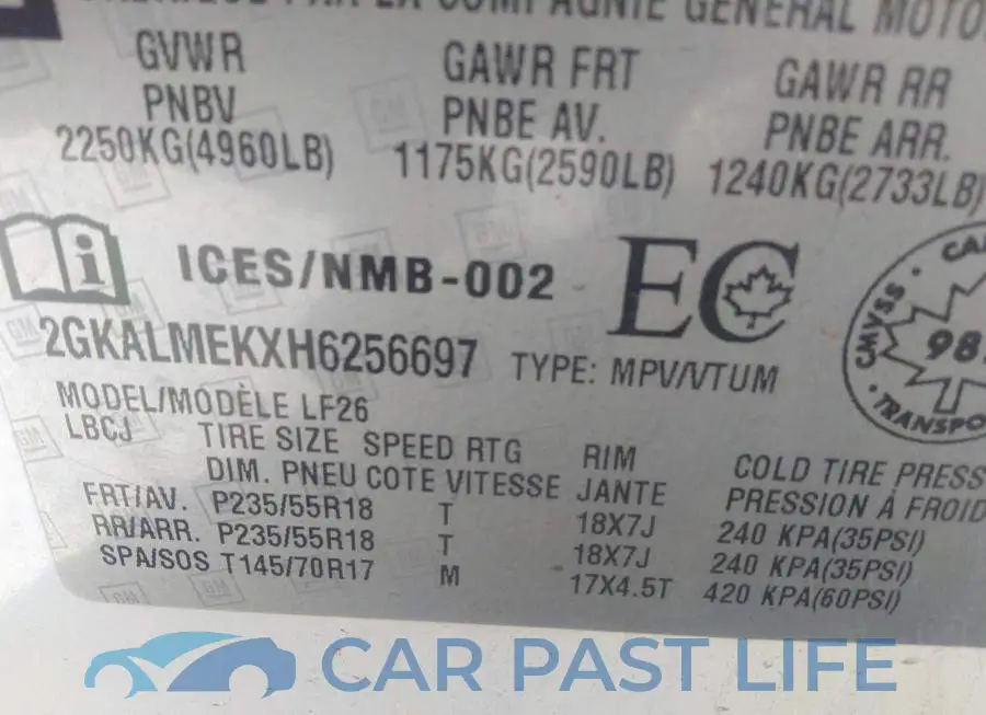 2GKALMEKXH6256697# 9