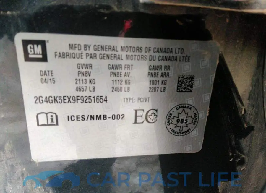 2G4GK5EX9F9251654# 9