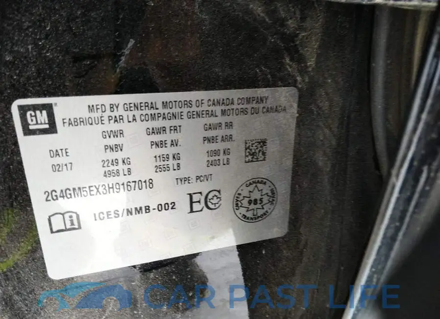 2G4GM5EX3H9167018# 9