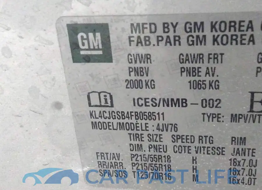 KL4CJGSB4FB058511# 9