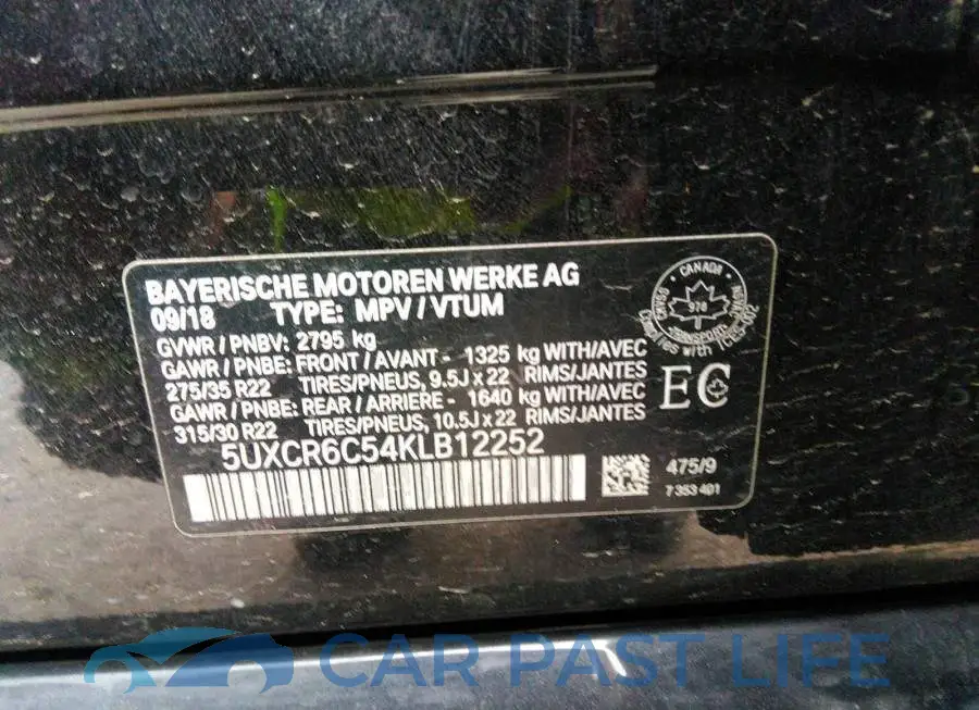 5UXCR6C54KLB12252# 9