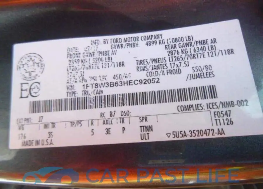 1FT8W3B63HEC92052# 9