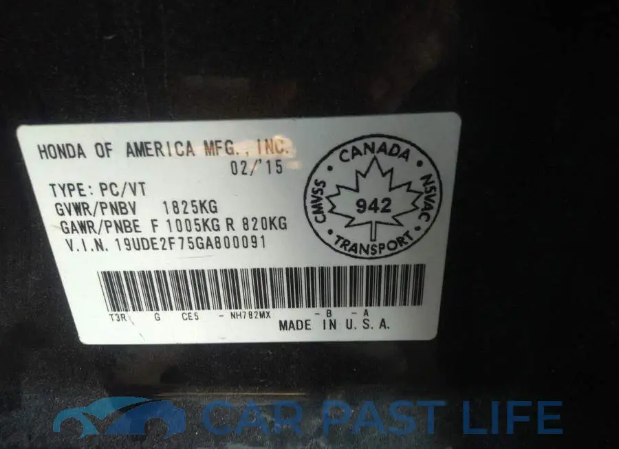 19UDE2F75GA800091# 9