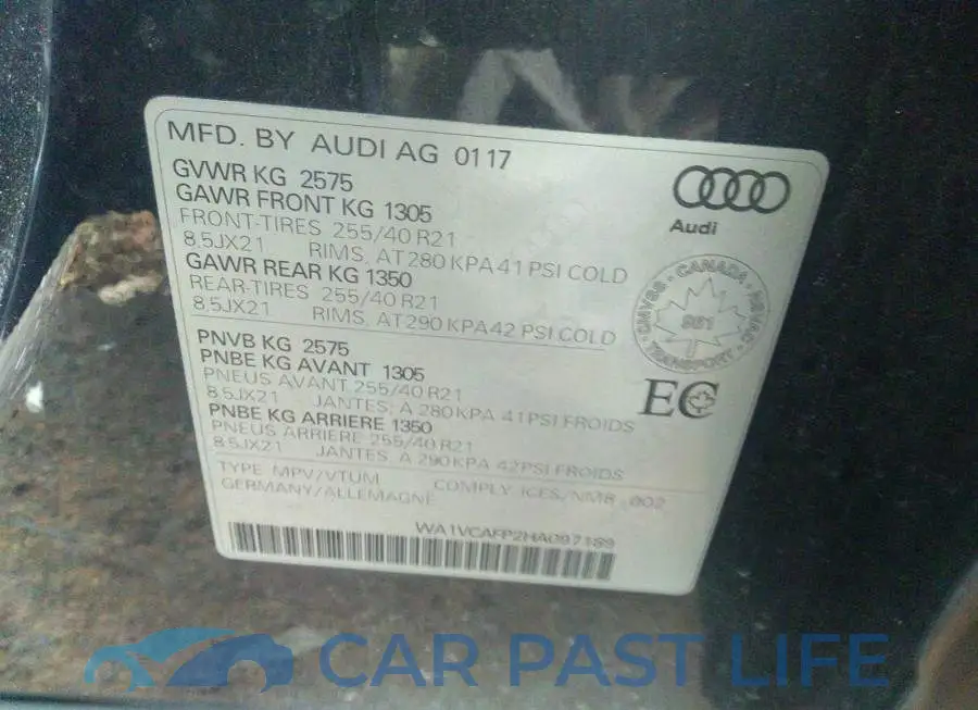 WA1VCAFP2HA097189# 9