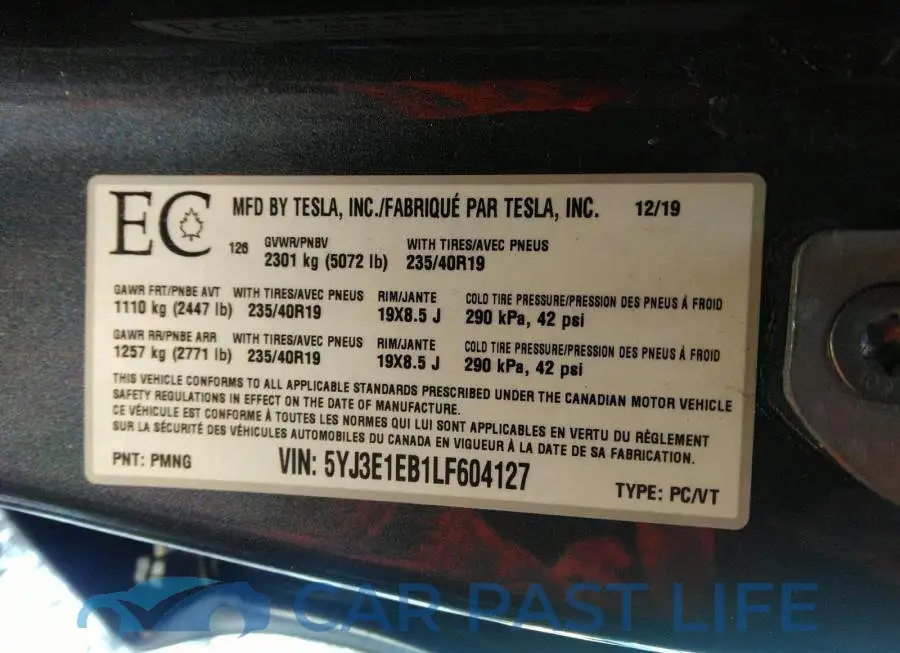 5YJ3E1EB1LF604127# 9