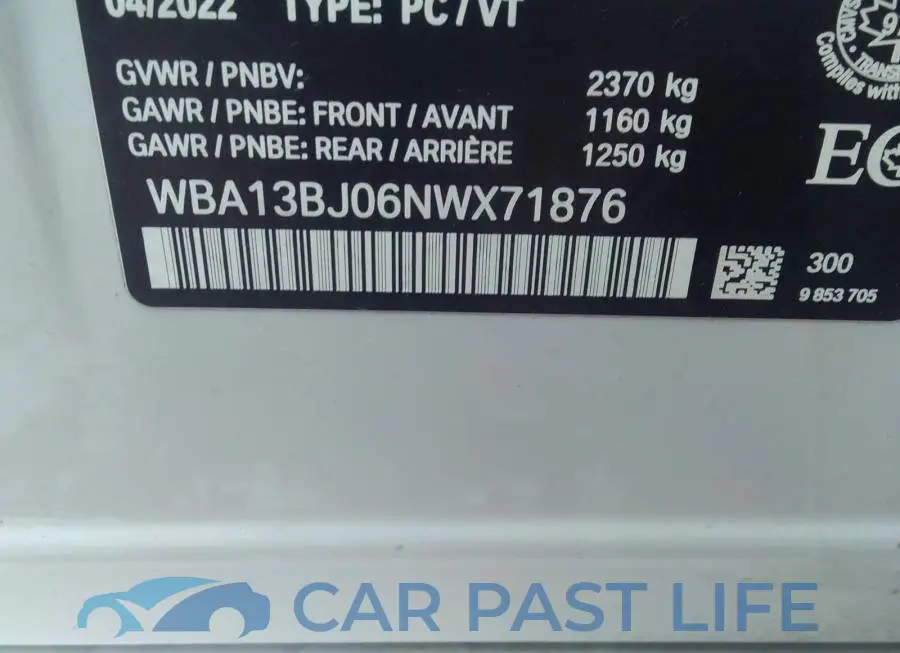 WBA13BJ06NWX71876# 9