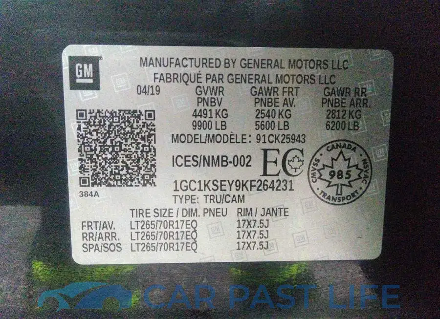 1GC1KSEY9KF264231# 9