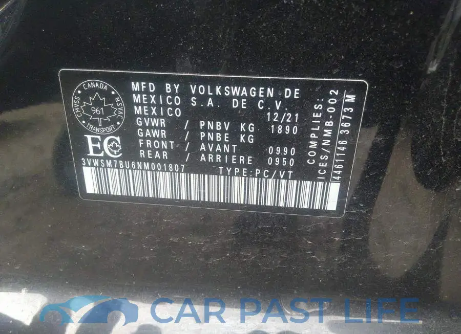 3VWSM7BU6NM001807# 9