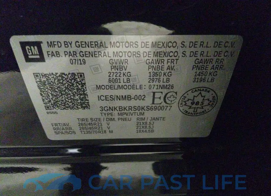 3GNKBKRS0KS690077# 9