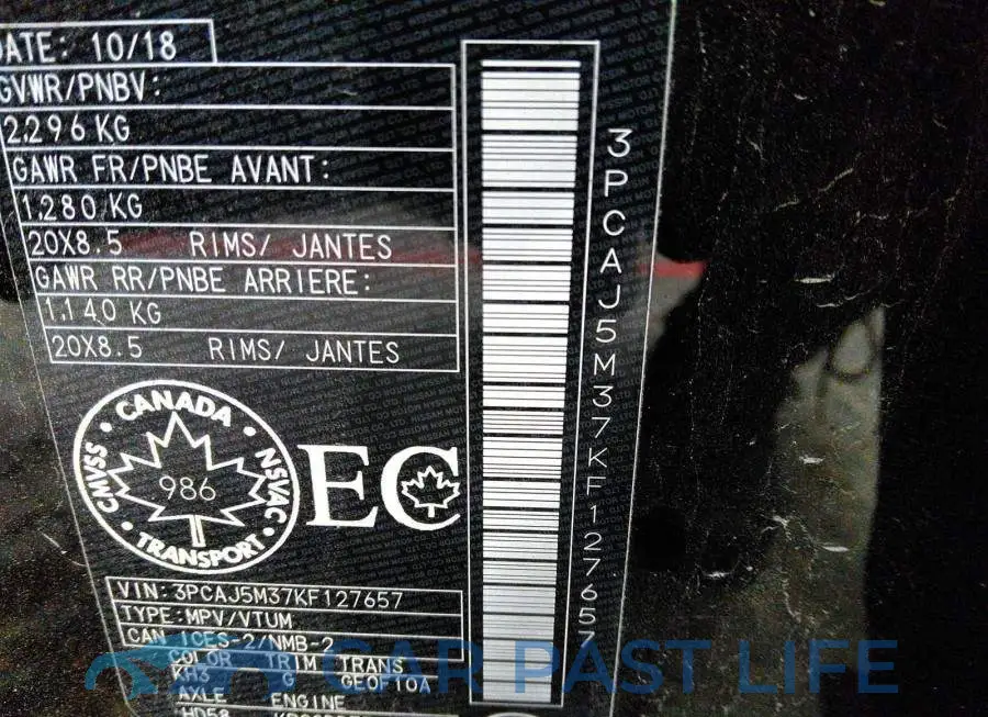 3PCAJ5M37KF127657# 9