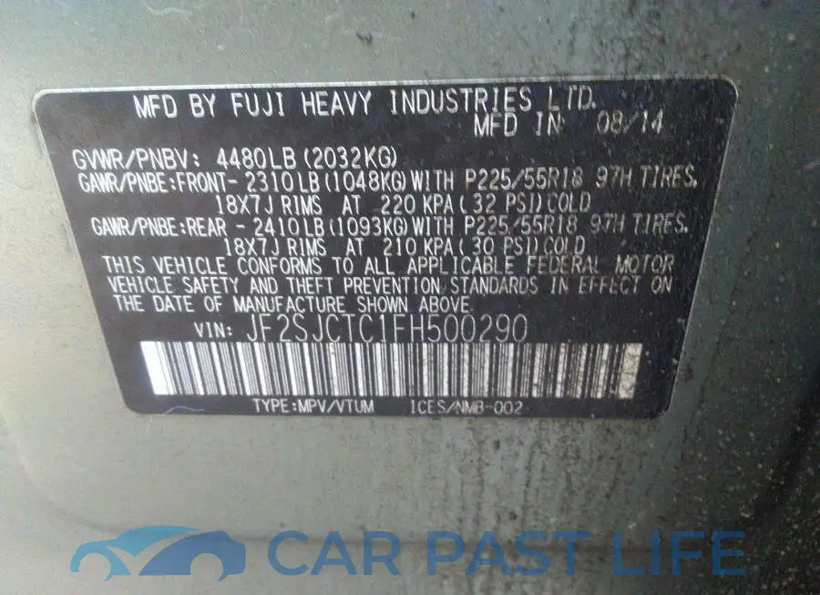 JF2SJCTC1FH500290# 9