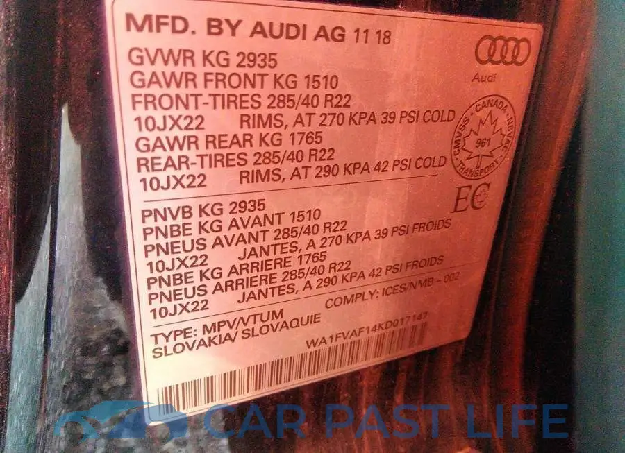 WA1FVAF14KD017147# 9