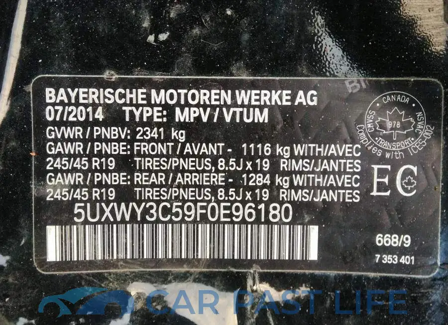 5UXWY3C59F0E96180# 9