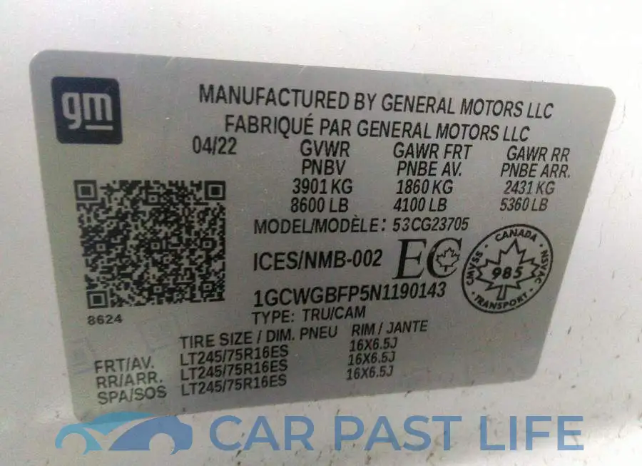 1GCWGBFP5N1190143# 9