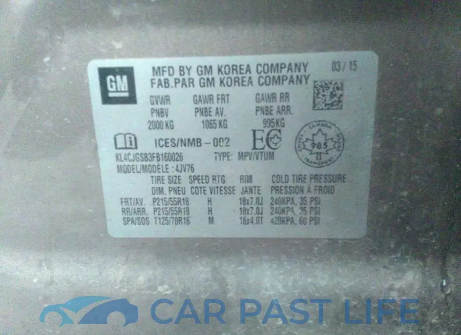 KL4CJGSB3FB160026# 9