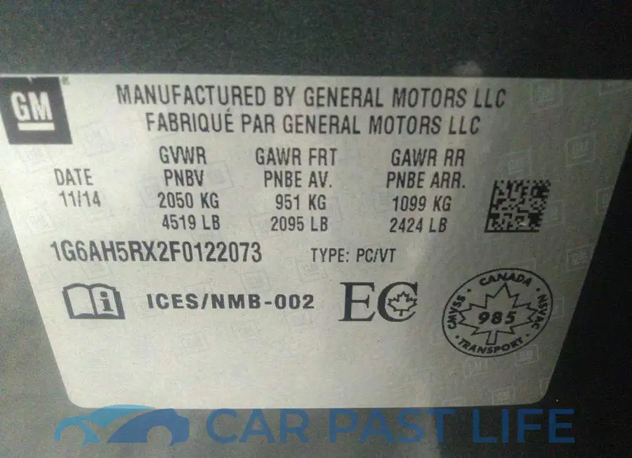 1G6AH5RX2F0122073# 9